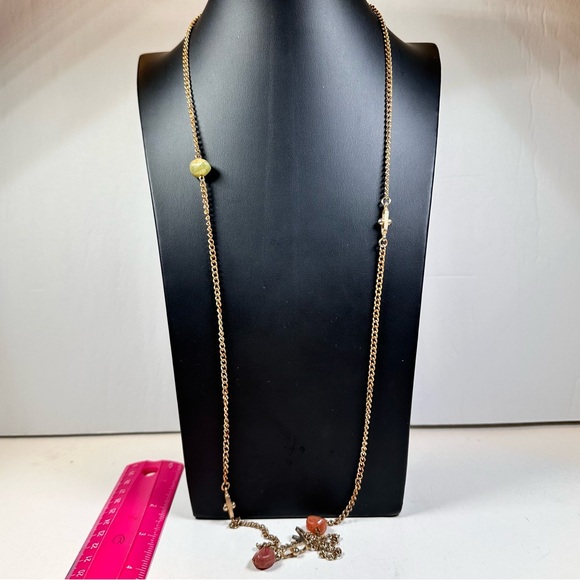 Vintage Sarah Coventry gold tone 16” chain with bead accents & 1 1/2” y drop - Picture 6 of 7